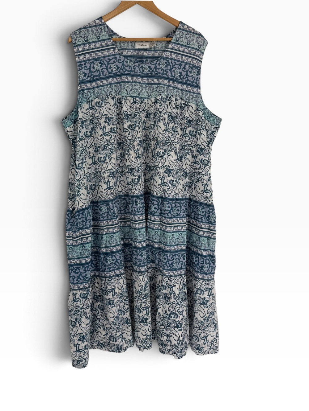Vermont Country Store Cotton Sleeveless Muumuu Dress Size 3X blue Mixed Floral
